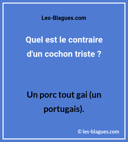 Blague Devinette ContraireCochonTriste