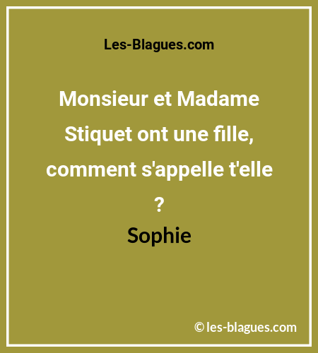 Blague Monsieur et Madame Stiquet